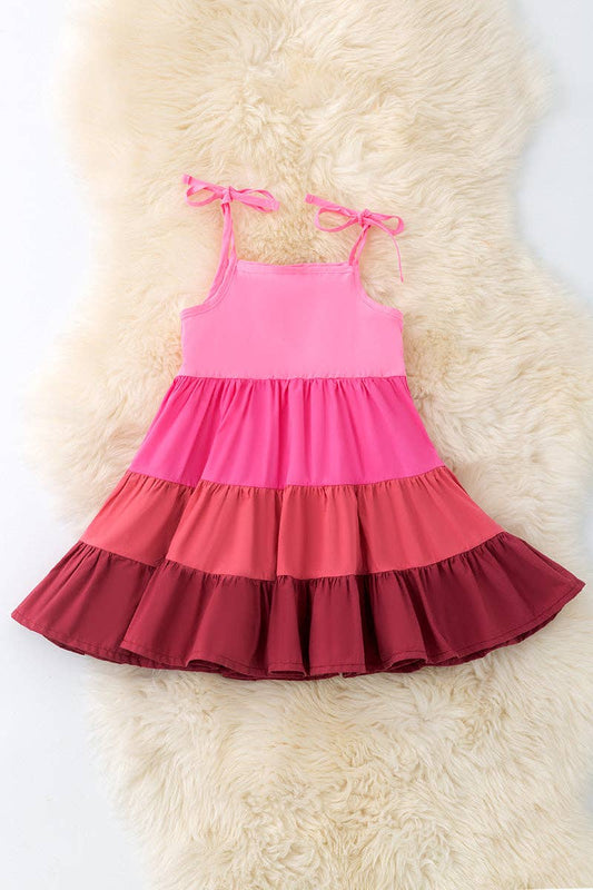 Multi-Color ruffle dress - Pink