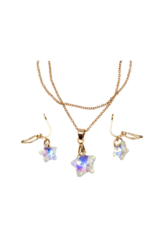 Boutique Holographic Star Necklace and Clip On Earrings Set