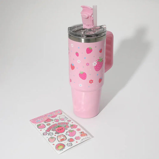 Stainless Steel Strawberry Tumbler